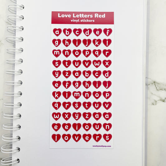 Love Letters Red vinyl sticker sheet