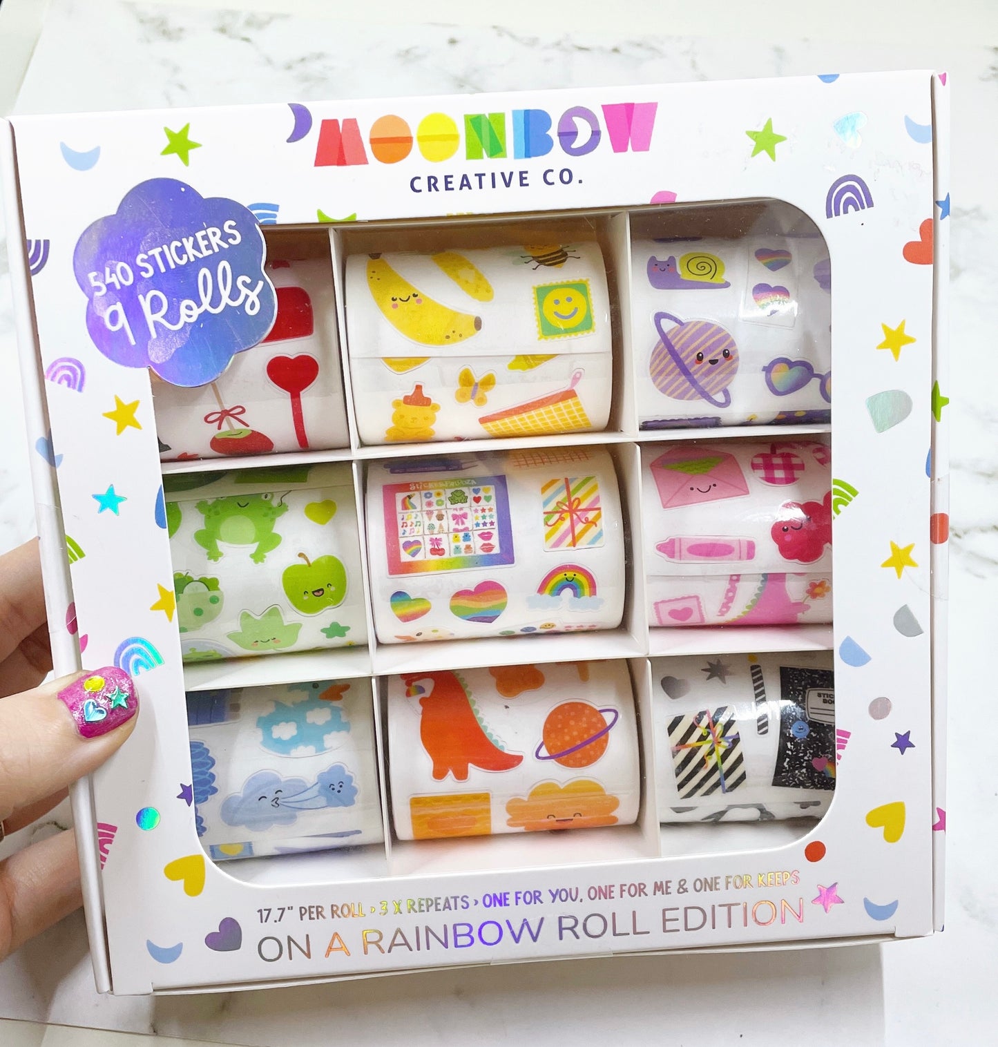 Moonbow Rainbow sticker roll box