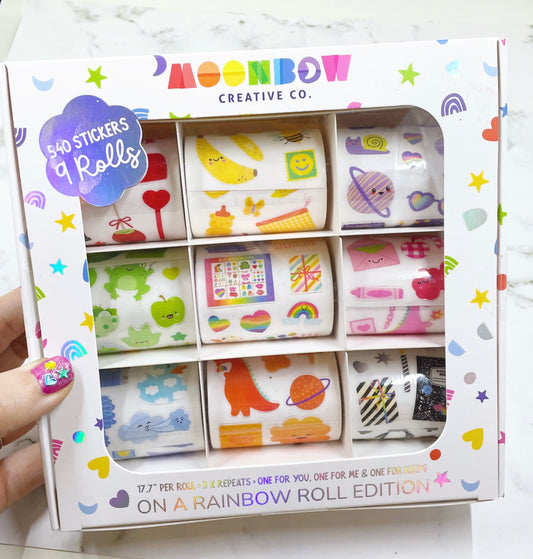 Moonbow Rainbow sticker roll box