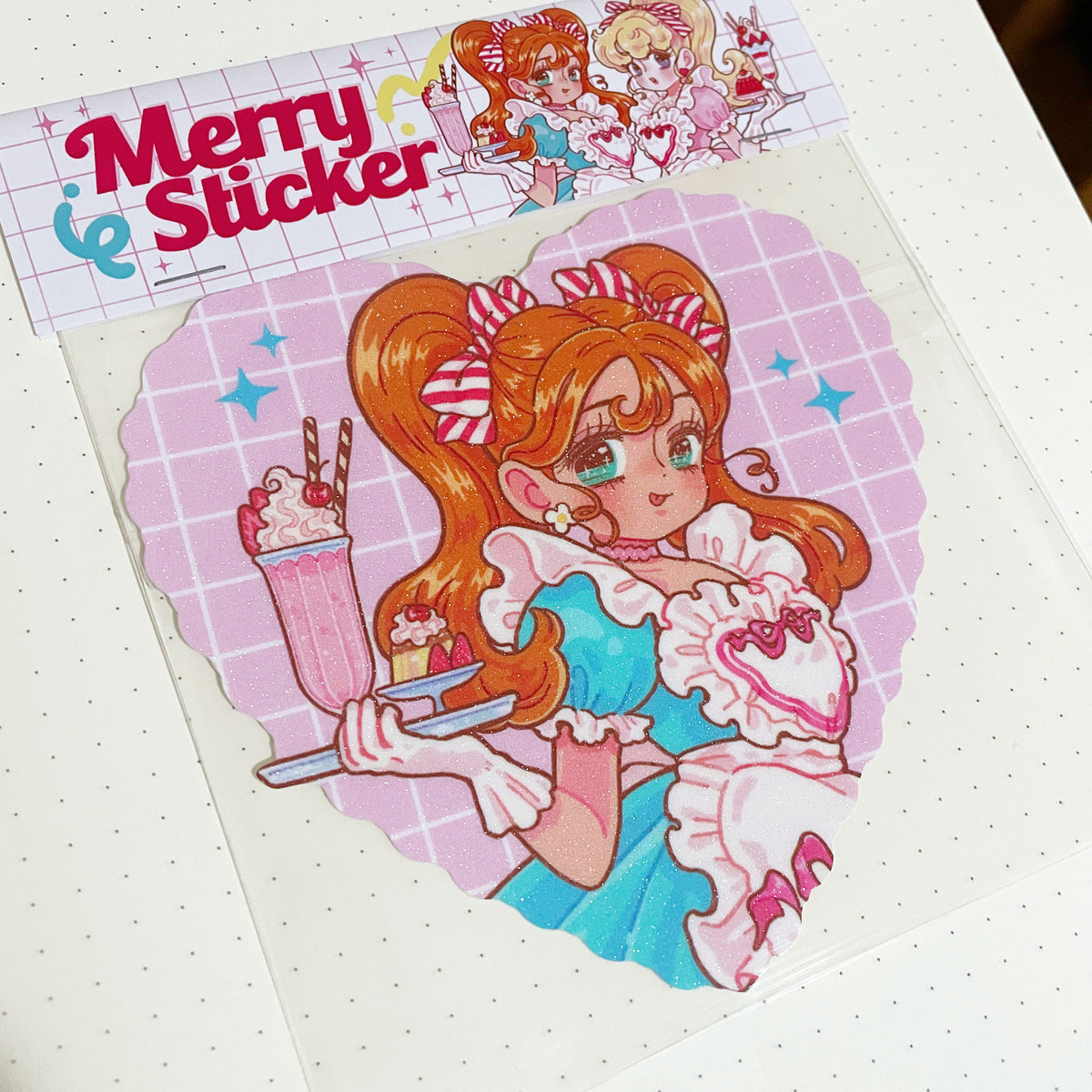 Natsuput Merry Pink MIlkshake Heart Sticker