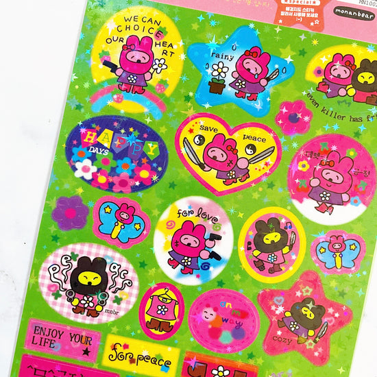 Monan Bear Killer is sad sparkle sticker A455