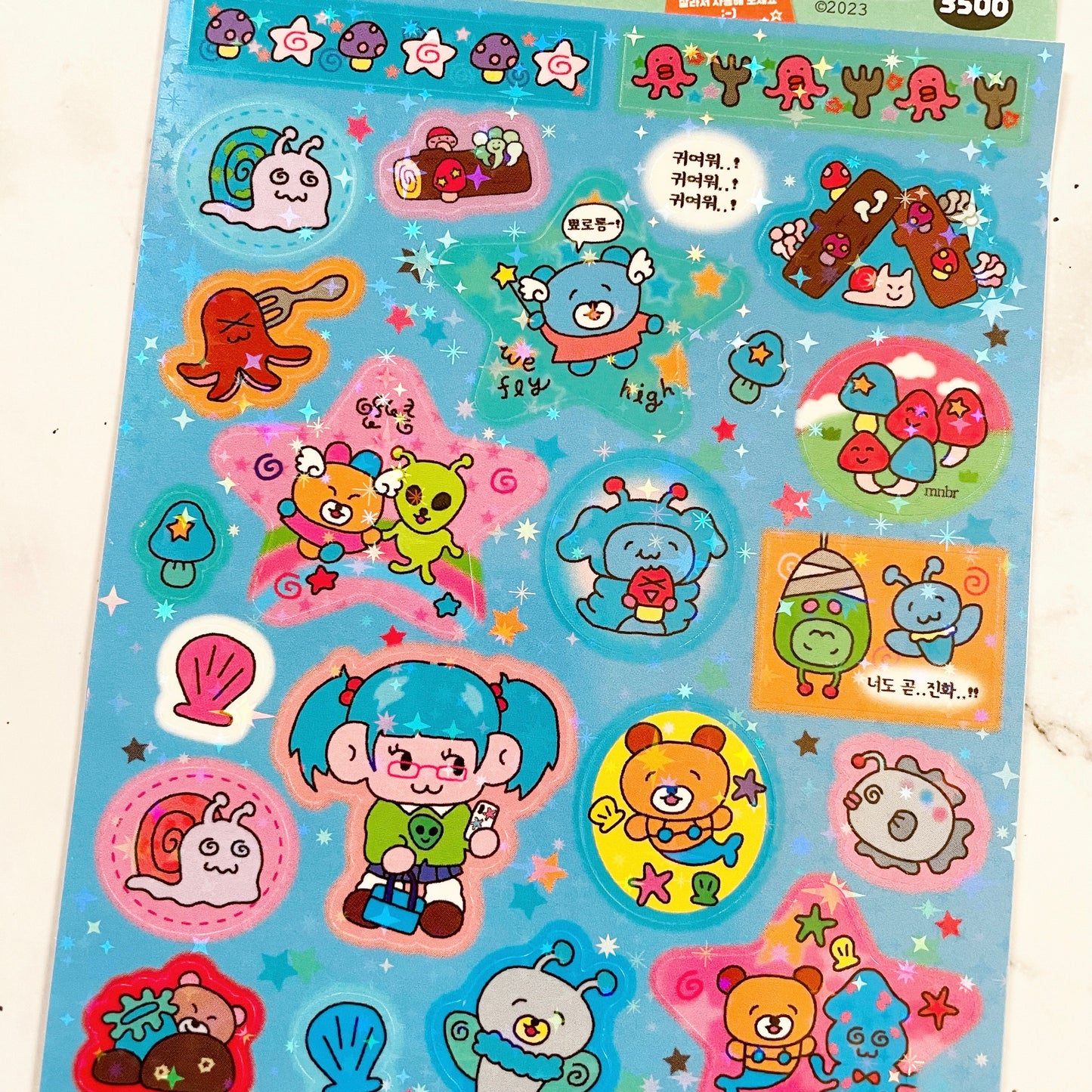 Monan Bear Under the Sea sparkle sticker A456