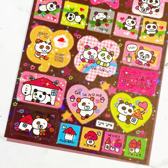 Monan Bear Go Home Panda sparkle sticker A457