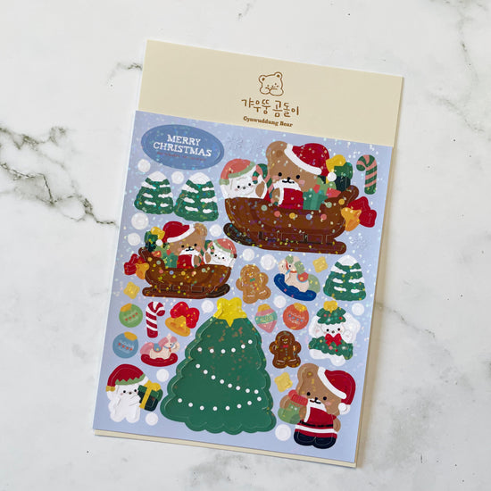 Gyawuddung Bear Santa sparkle stickers C68