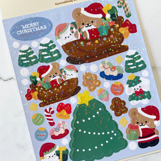 Gyawuddung Bear Santa sparkle stickers C68