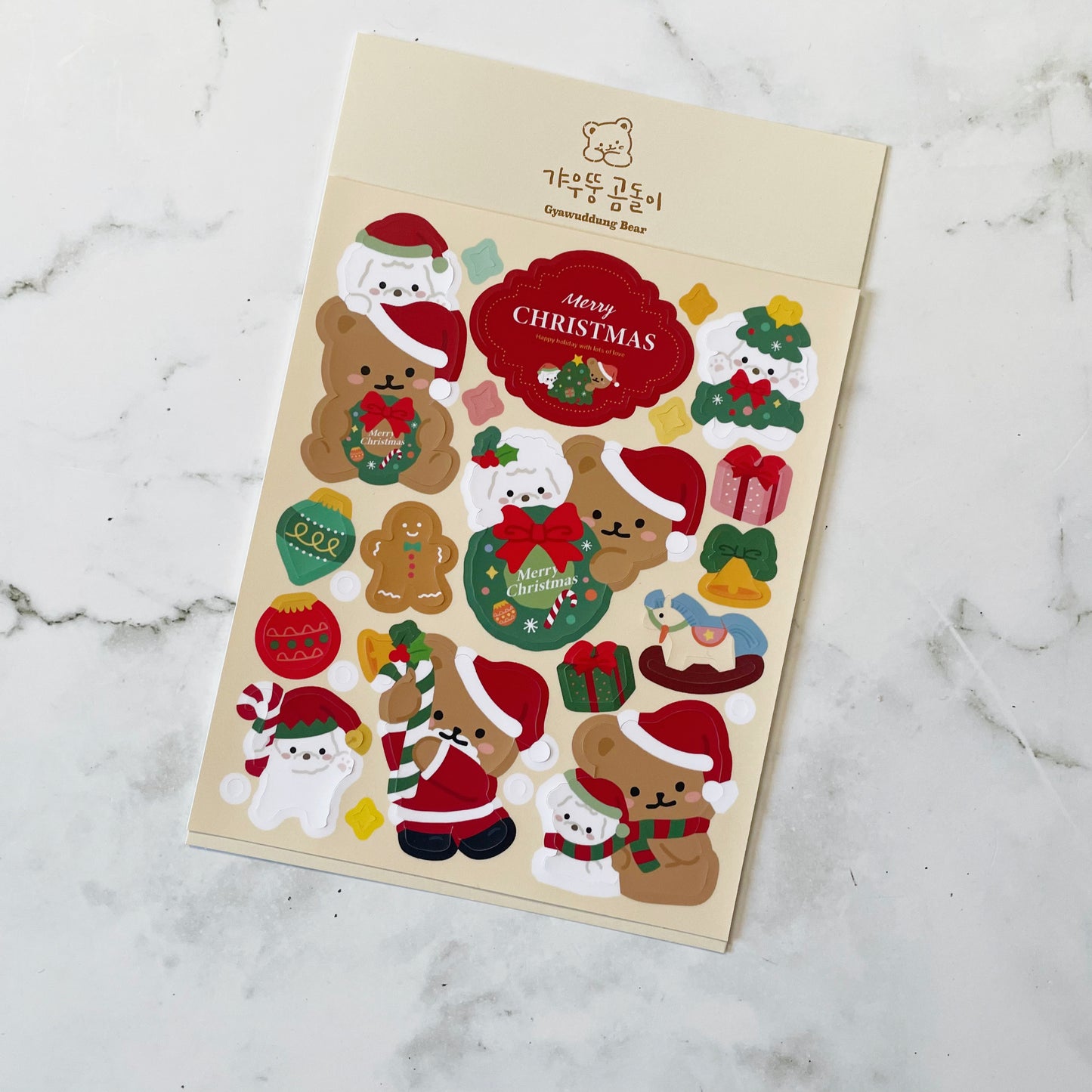 Gyawuddung Bear Merry Christmas stickers C69