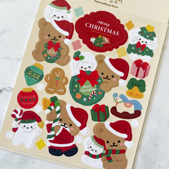 Gyawuddung Bear Merry Christmas stickers C69