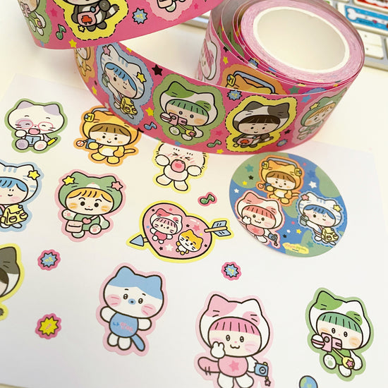 Ppomppom Meow sticker roll w139