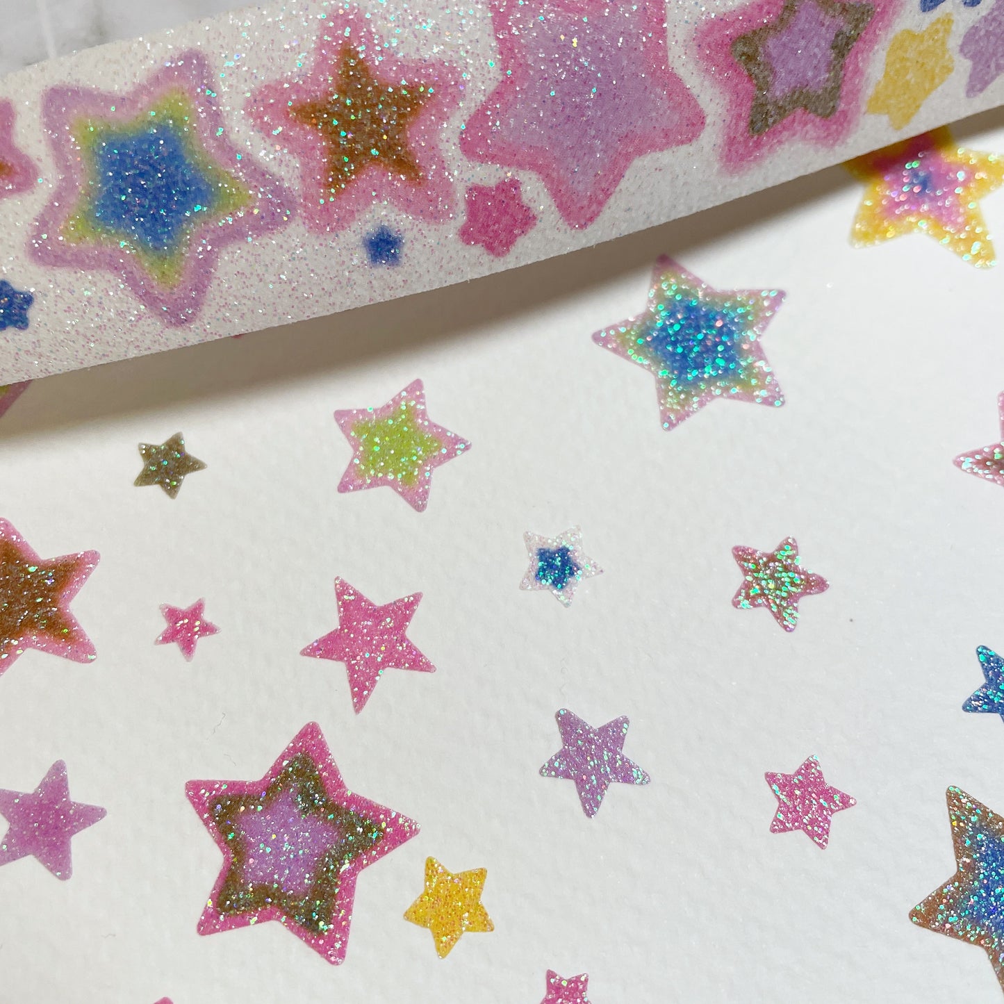 Thepuri Village Star Glitter Kiss cut sticker roll w162