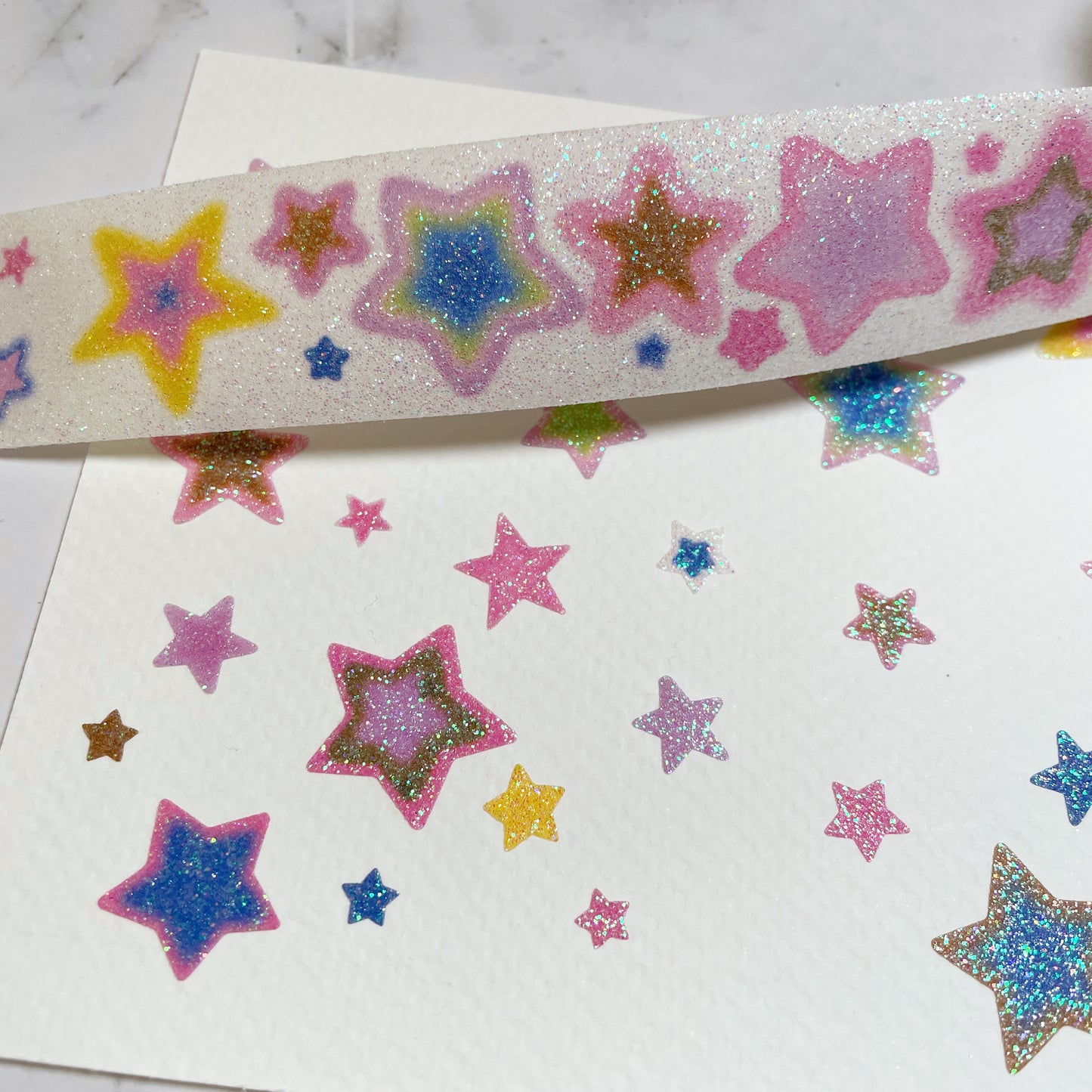 Thepuri Village Star Glitter Kiss cut sticker roll w162