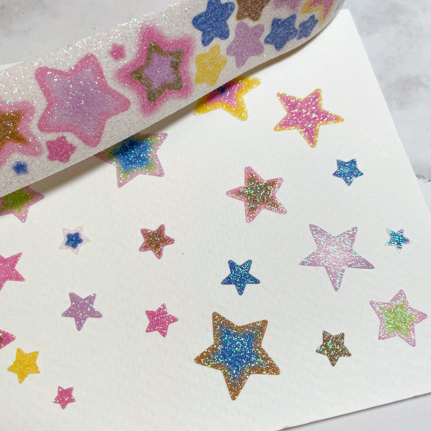 Thepuri Village Star Glitter Kiss cut sticker roll w162