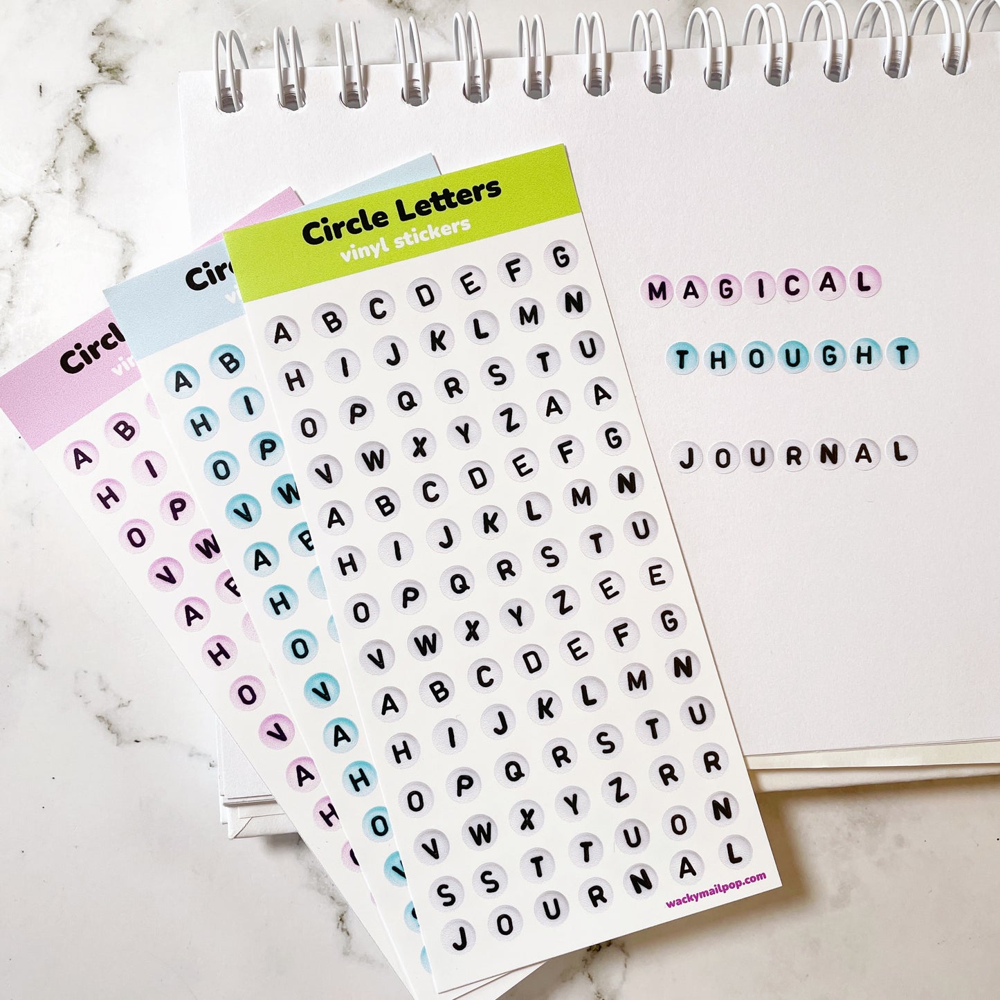 Circle Letters vinyl sticker sheet