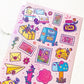 Turtle's Soup Happy Mail Cute Postage Pen Pal sparkle Sticker Sheet b394