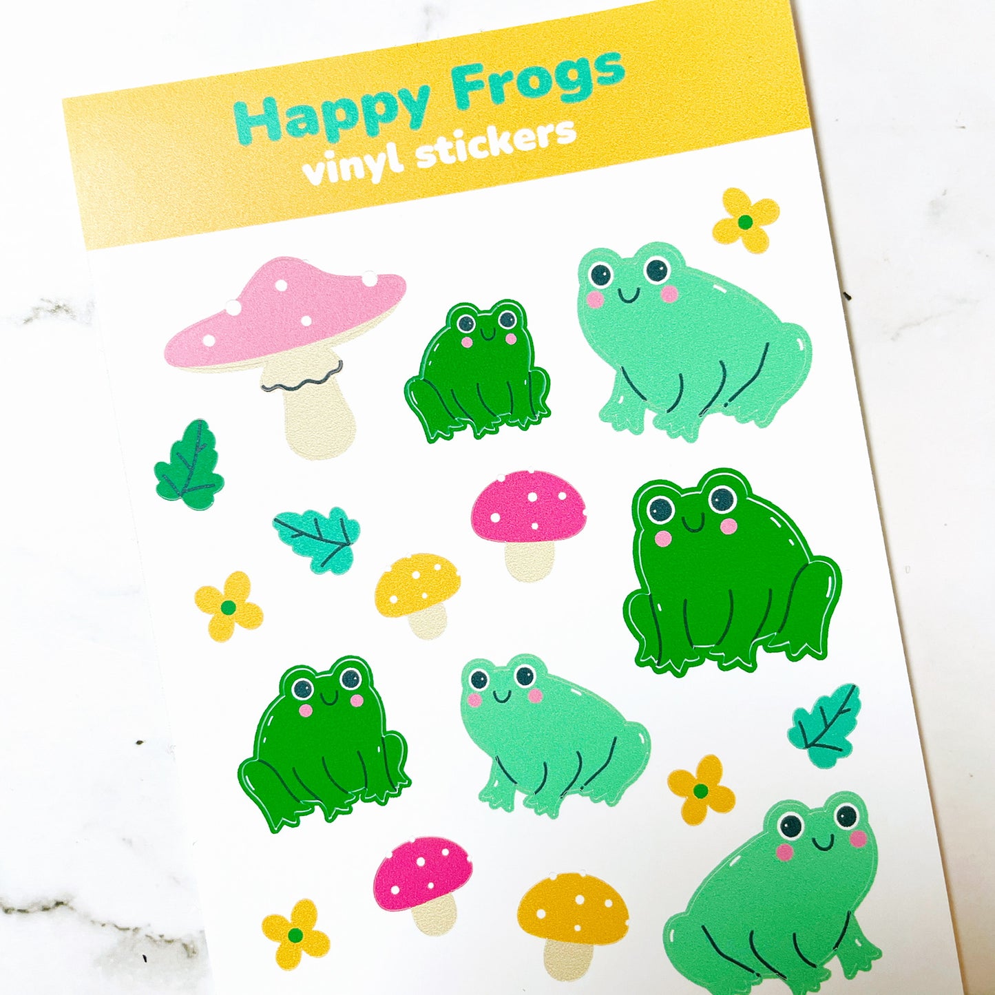 Happy Frogs vinyl sticker sheet v2
