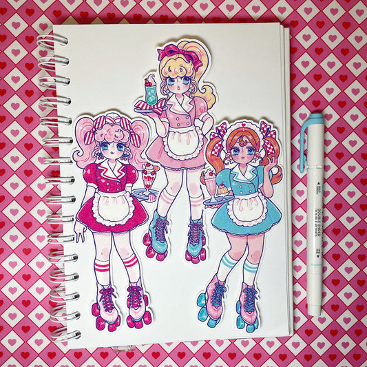 Natsuput Diner Girls sticker set b673