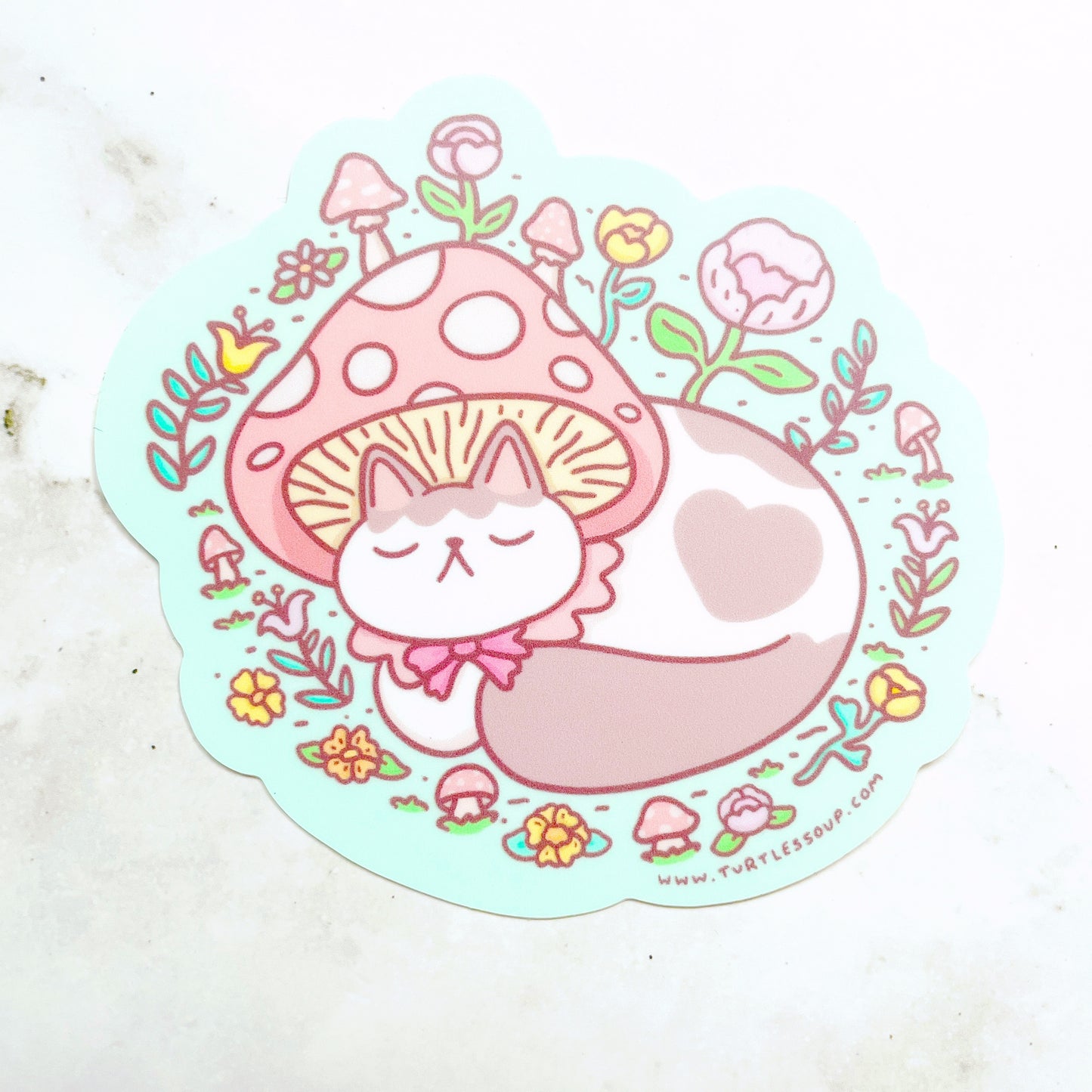 Turtle's Soup Mushroom Kitty Vinyl Sticker ts6