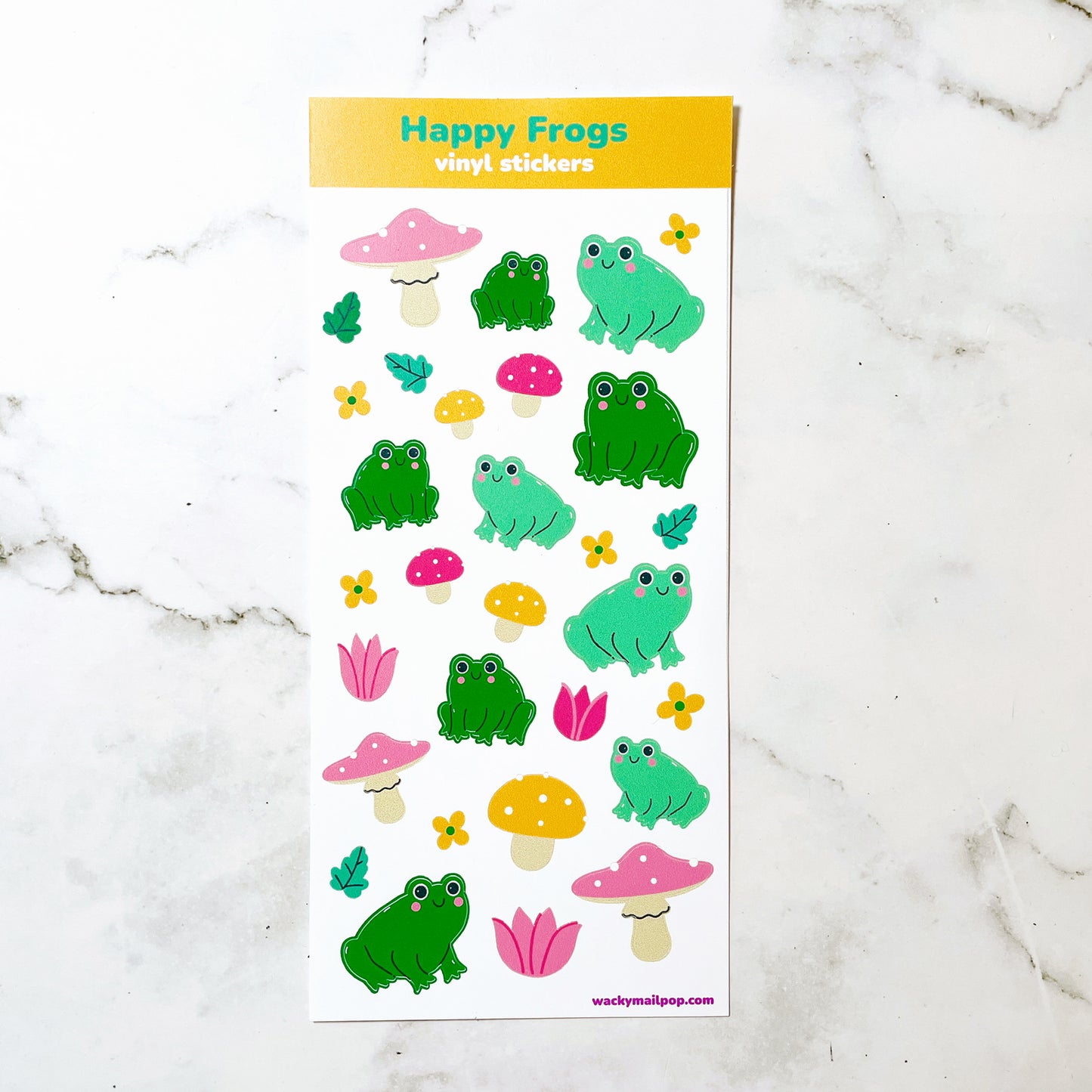 Happy Frogs vinyl sticker sheet v2