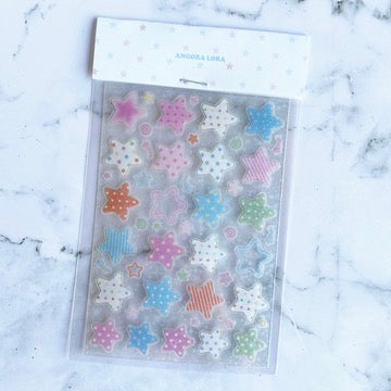 Angora Lora Sparkle Pastel Stars Sticker B479