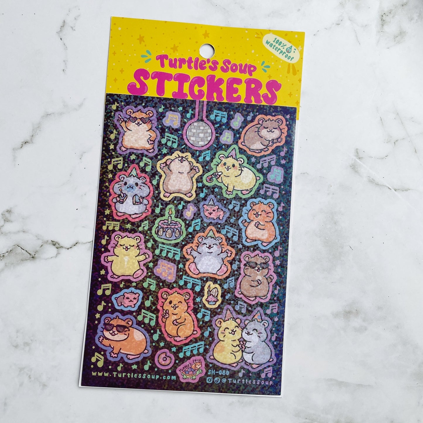 Turtle's Soup Party Hamsters Sparkle Sticker Sheet b504