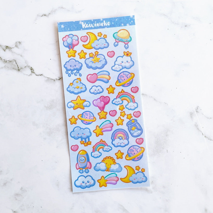 Kawineko Space Oddity sparkle sticker b430