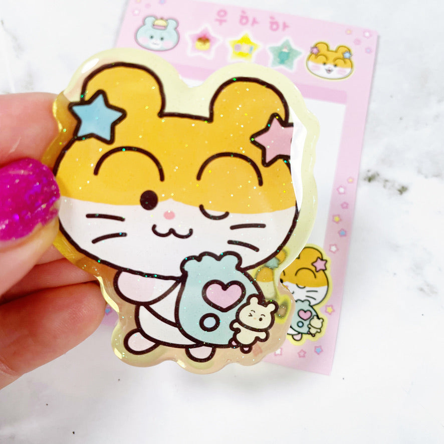 Ppomppom Orange Hamster Acrylic clip b322