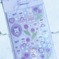 Angora Lora Purple Bunny Flowers sparkle sticker B471