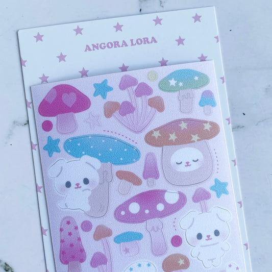 Angora Lora Pastel Mushroom Bunny sticker B467