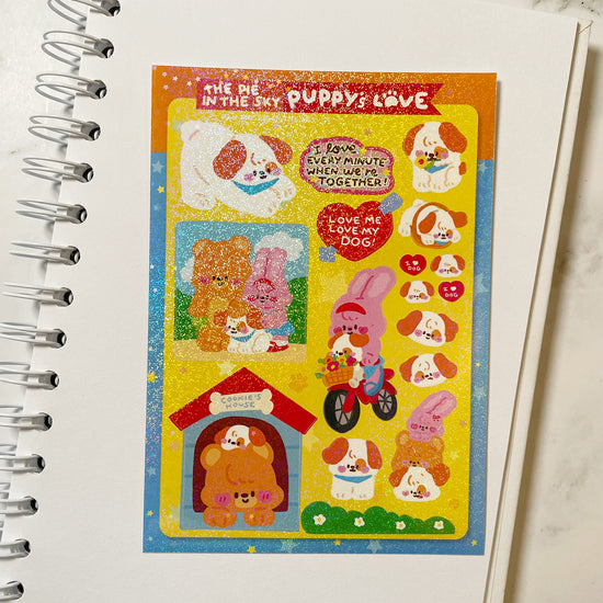 The Pie in the Sky Puppy's Love sparkle sticker b535