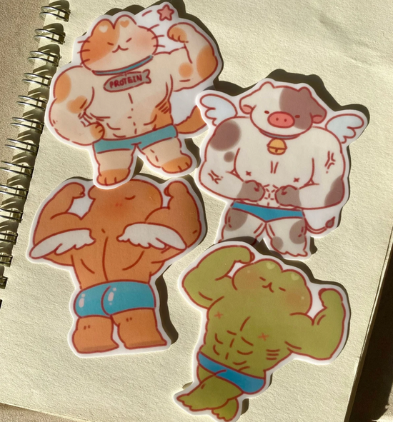 Cherry's Gym Bro Cow sticker A693