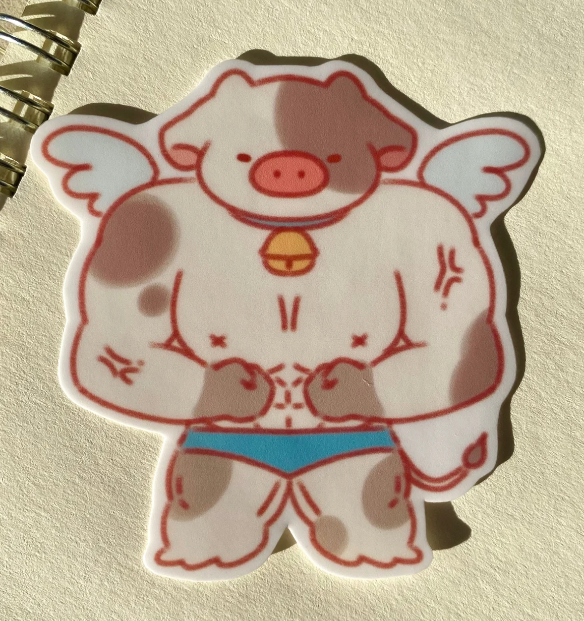 Cherry's Gym Bro Cow sticker A693