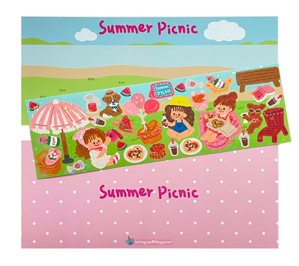 Dingamart Summer Picnic sparkle sticker B121