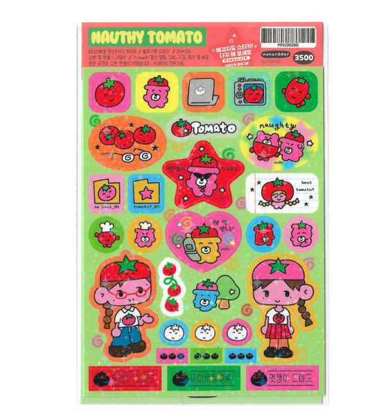 Monan Bear Naughty Tomato sparkle sticker B136