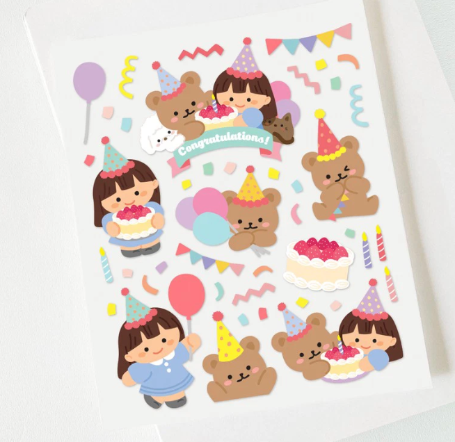 Gyawuddung Bear Birthday sticker B163