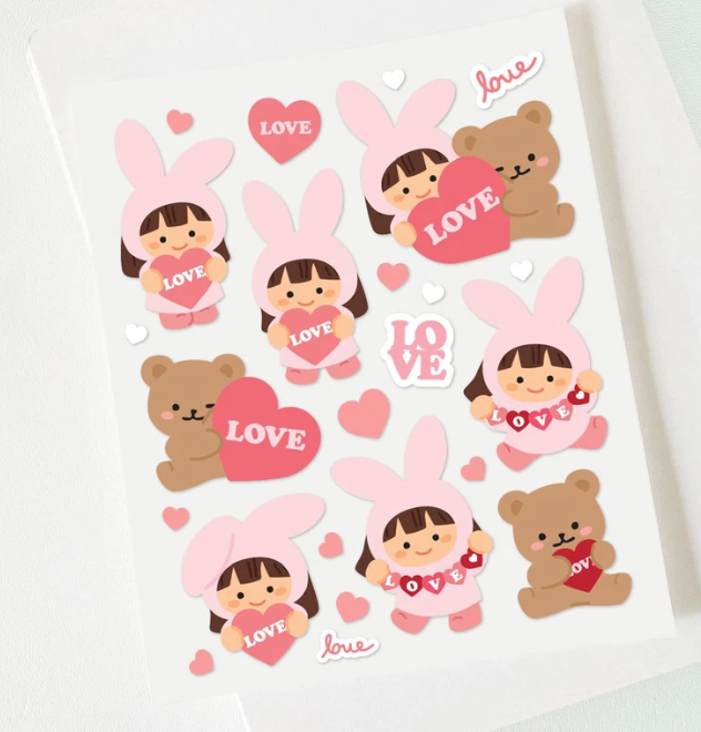 Gyawuddung Bear Love Bunny sticker B172