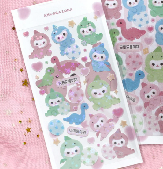 Angora Lora Dino Sparkle Sticker b216