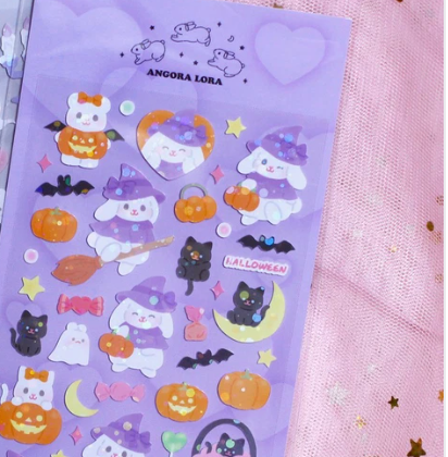 Angora Lora Halloween Pumpkin sticker b210