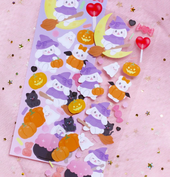 Angora Lora Halloween witch sticker b211