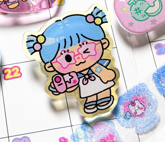 Ppomppom Cute Girl Acrylic clip b318