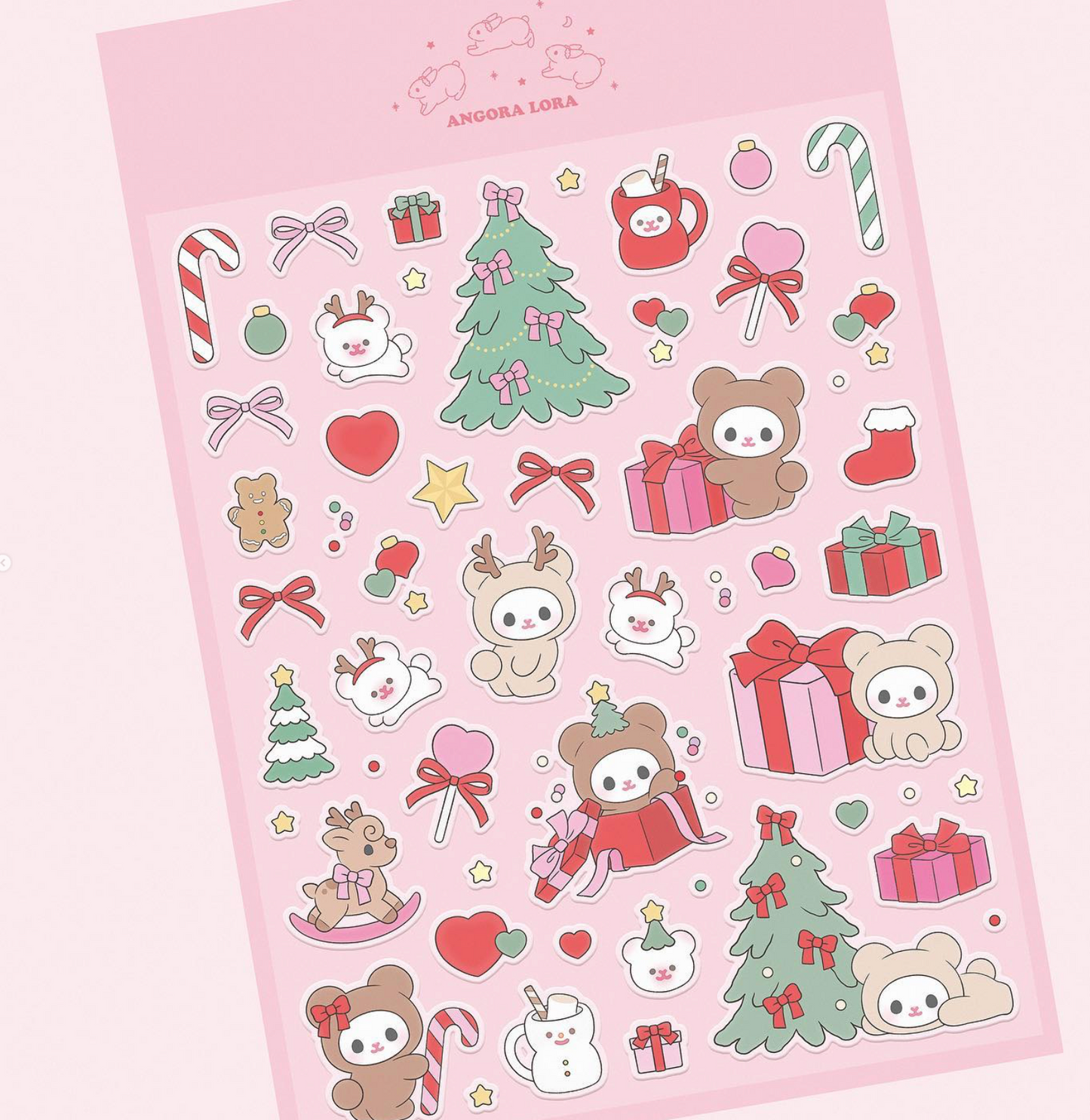 Angora Lora pastel Christmas tree sticker