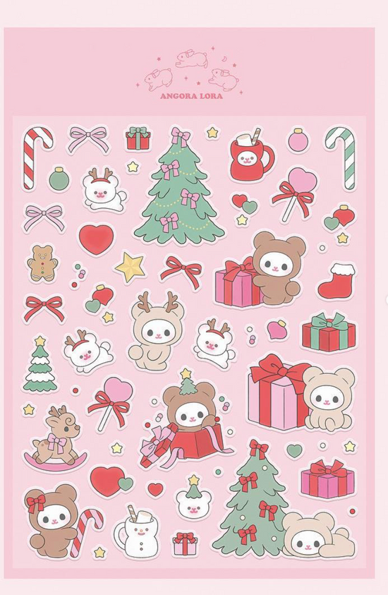 Angora Lora pastel Christmas tree sticker