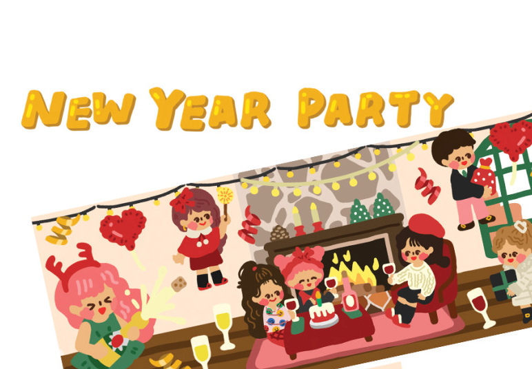 Dingamart New Year Party Sparkle Sticker b353