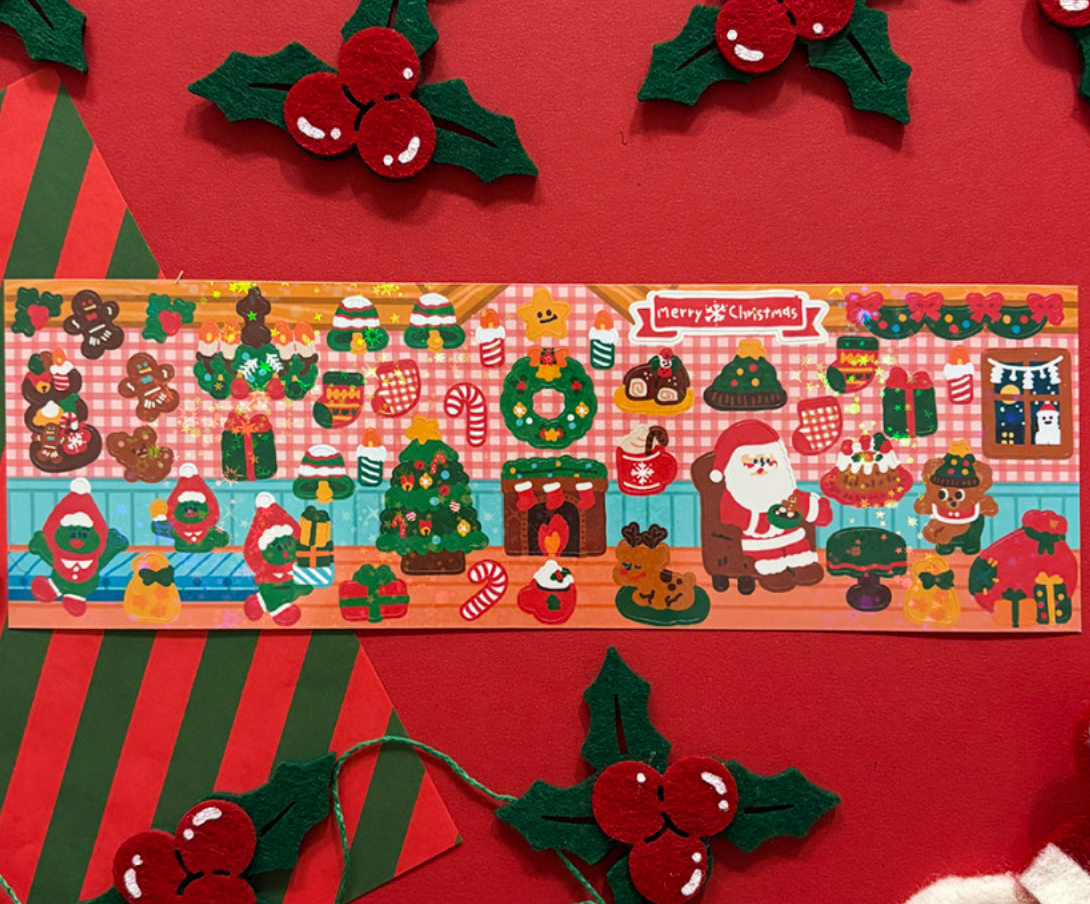 Dingamart New Christmas Factory Sparkle Sticker b348