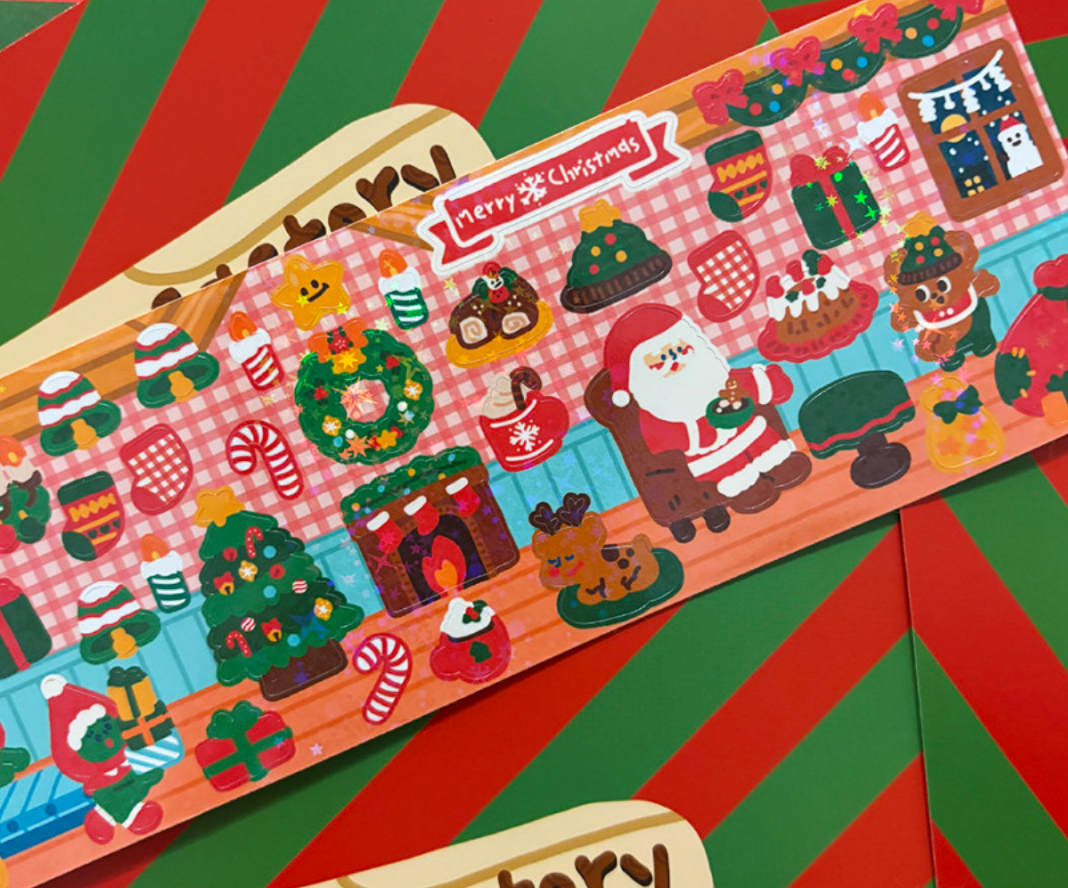 Dingamart New Christmas Factory Sparkle Sticker b348