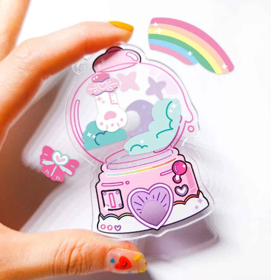 Sulgi Sulgi Pink Acrylic Key Ring with stickers b387