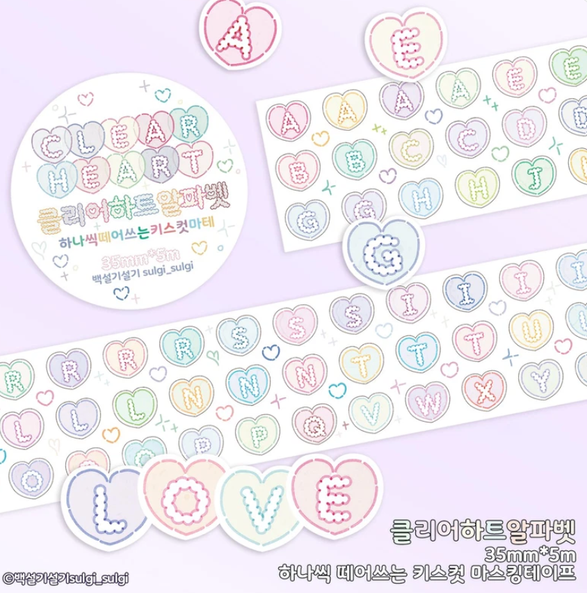 Sulgi Sulgi Clear Heart Letters sticker roll w105