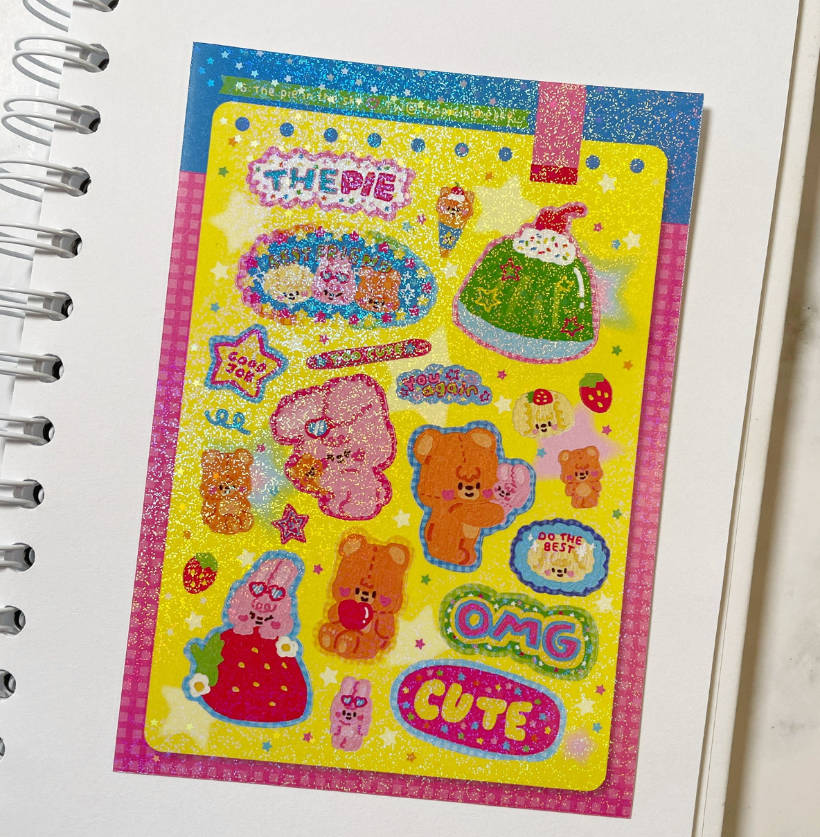The Pie in the Sky Too Cute sparkle sticker b537