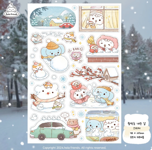 Hola Friends Snowy Day sticker B736