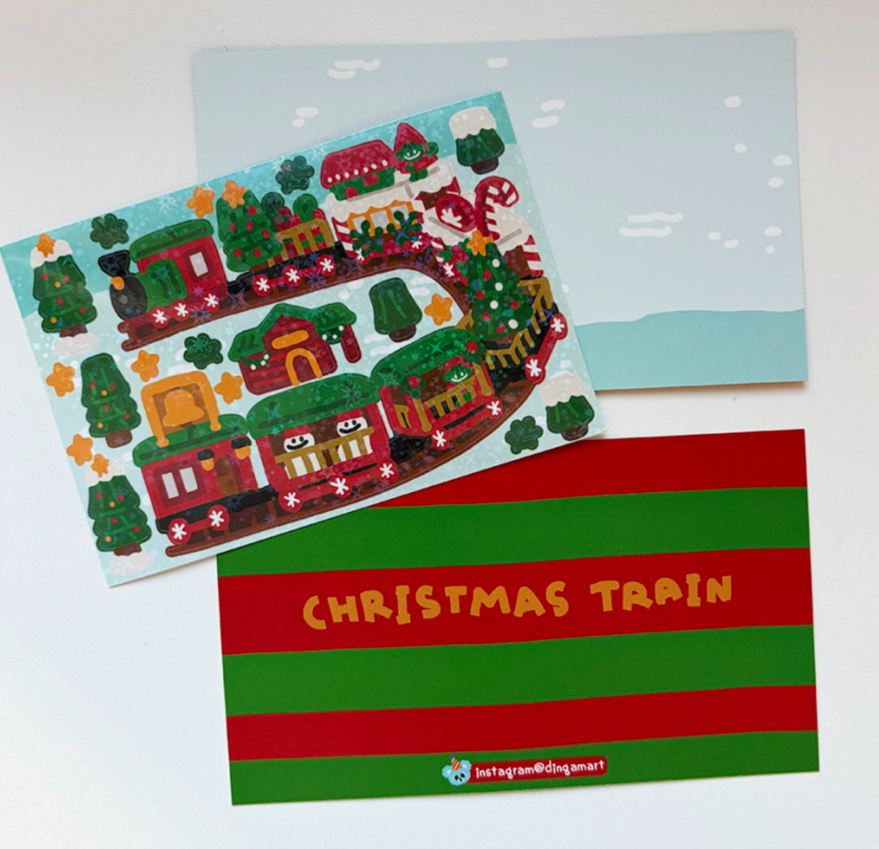 Dingamart Christmas Train sparkle sticker b369