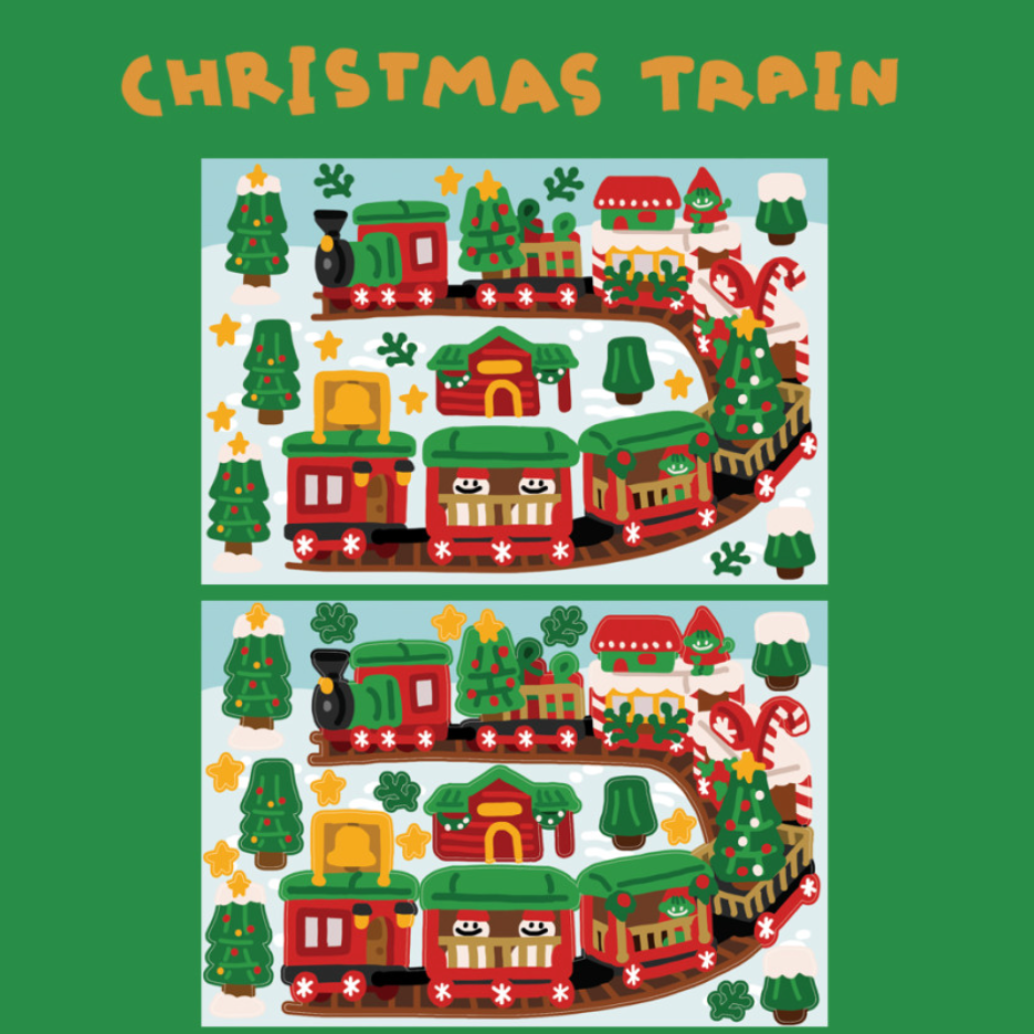 Dingamart Christmas Train sparkle sticker b369