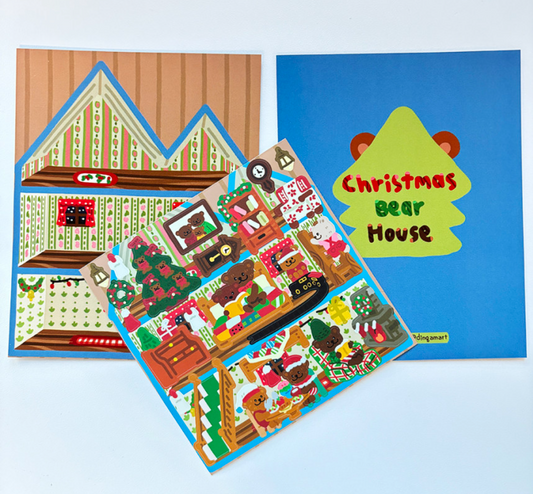 Dingamart Christmas Bear House sticker b368